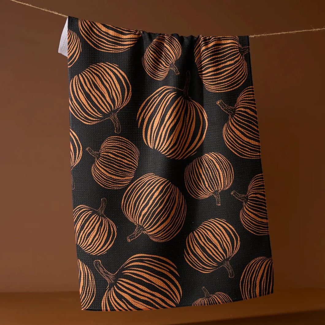 Geometry Tea Towel - Pumpkin Noir