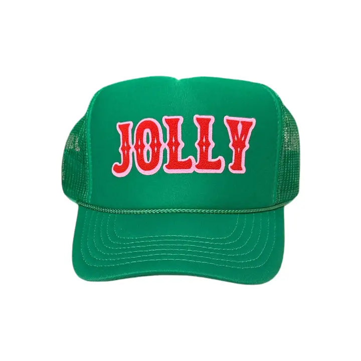 Trucker Hat | Jolly Red/Light Pink Puff Vinyl - Green