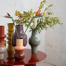 Load image into Gallery viewer, Enameled Metal Striped Vase
