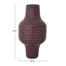 Load image into Gallery viewer, Enameled Metal Striped Vase
