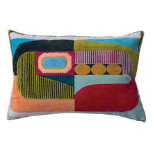 Load image into Gallery viewer, Cotton Velvet Printed Lumbar Pillow w/ Abstract Design
