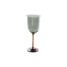 Load image into Gallery viewer, Iridescent Stemmed Wine Glass - Amber Color &amp; Green
