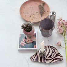 Load image into Gallery viewer, Enameled Metal Trays w/ Striped Design &amp; Gold Edge
