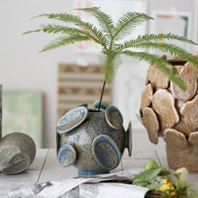 Load image into Gallery viewer, Stoneware Footed Vase with 3D Design - Blue
