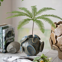 Load image into Gallery viewer, Stoneware Footed Vase with 3D Design - Blue
