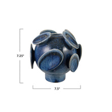 Load image into Gallery viewer, Stoneware Footed Vase with 3D Design - Blue

