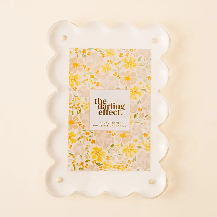 Picture Frame - Rectangle Scalloped Acrylic Frame | White