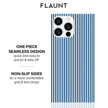 Load image into Gallery viewer, FLAUNT Blue &amp; White Oxford Stripe MagSafe iPhone Case

