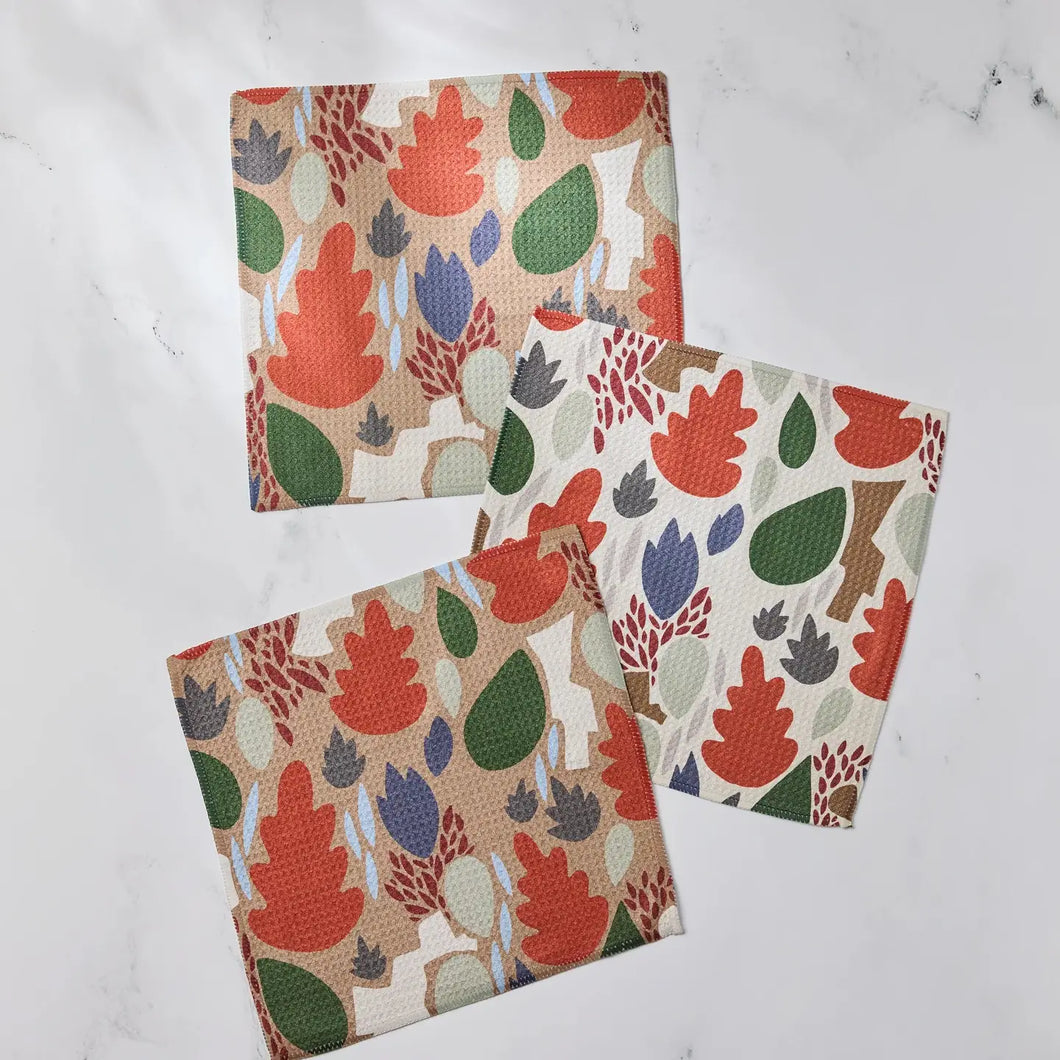 Geometry Dishcloth Set - Cut Paper Leaves
