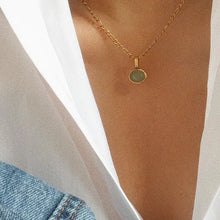Load image into Gallery viewer, Winslow Non-Tarnish Green Stone Pendant Chain Necklace
