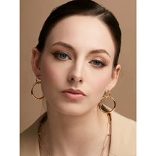 Load image into Gallery viewer, Front Facing Double Hoop Drop Earring
