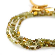 Load image into Gallery viewer, Long Green Garnet Stone and Gold Luxury Necklace
