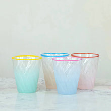 Load image into Gallery viewer, Twisted Drinking Glass with Colored Rim (Assorted)
