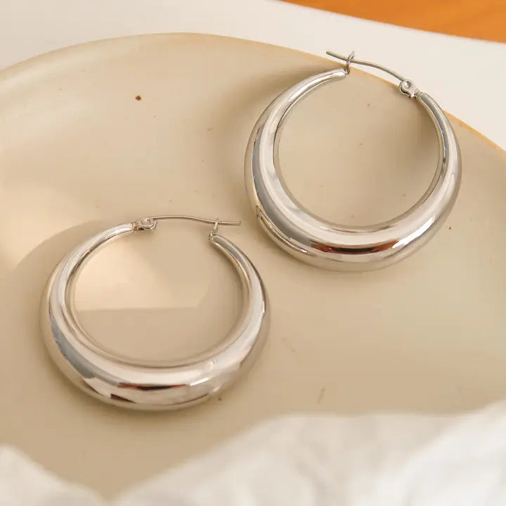 Galene Classic Large Hoop Earring - Silver