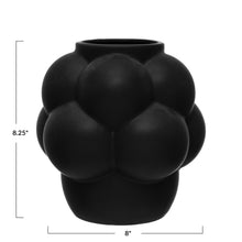 Load image into Gallery viewer, Matte Black Stoneware Vase with Raised Dots
