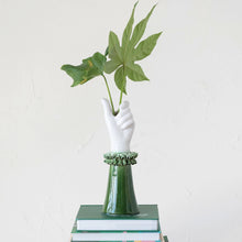Load image into Gallery viewer, Stoneware Hand Shaped Vase w/ Ruffled Shirt Sleeve
