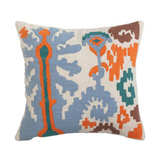 Load image into Gallery viewer, Cotton Slub Pillow w/ Embroidered Ikat Motif
