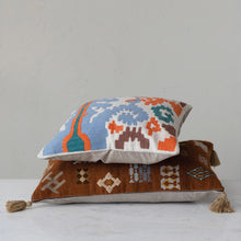 Load image into Gallery viewer, Cotton Slub Pillow w/ Embroidered Ikat Motif
