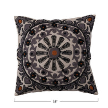 Load image into Gallery viewer, Cotton Slub Pillow w/ Suzani Embroidery
