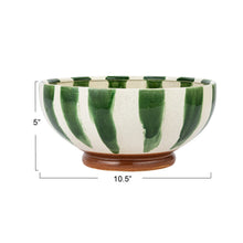 Load image into Gallery viewer, Hand-Painted Stoneware Footed Bowl
