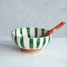 Load image into Gallery viewer, Hand-Painted Stoneware Footed Bowl
