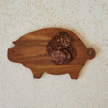 Load image into Gallery viewer, Mango Wood Pig Shaped Cheese/Cutting Board w/ Handle
