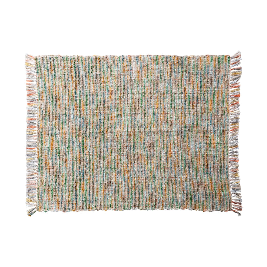 Throw Blanket - Woven Acrylic Blend Bouclé Throw w/ Fringe