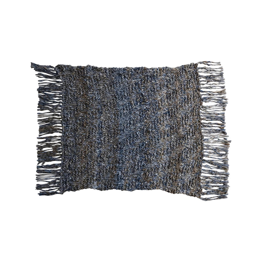 Throw Blanket - Woven Melange Acrylic Throw w/ Fringe