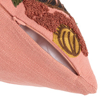 Load image into Gallery viewer, Embroidered Tiger &amp; Flowers Square Slub Pillow
