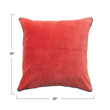 Load image into Gallery viewer, Square Cotton Velvet Pillow w/ Contrasting Gusset, Berry &amp; Navy Color
