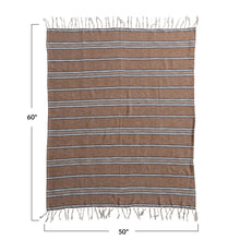 Load image into Gallery viewer, Cotton Blend Throw with Stripes &amp; Fringe
