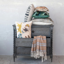 Load image into Gallery viewer, Cotton Blend Throw with Stripes &amp; Fringe
