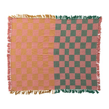 Load image into Gallery viewer, Throw Blanket - Checkered Throw With Fringe
