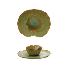 Load image into Gallery viewer, Stoneware Water Lily Shaped Plate with Bowl
