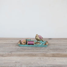 Load image into Gallery viewer, Aqua Decorative Metal Tray with Gold Finish Bows
