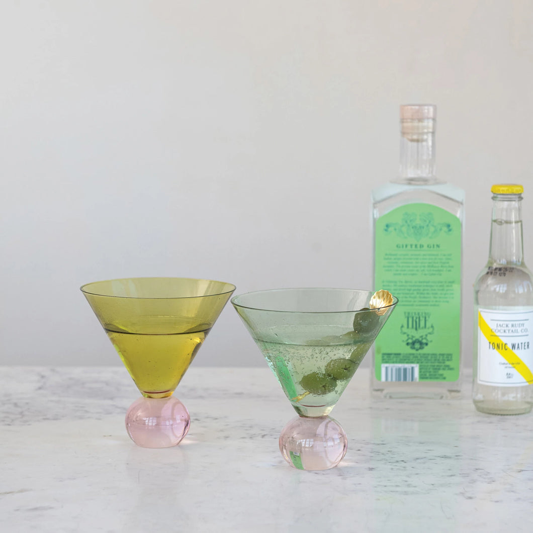 12 oz. Two-Tone Martini Glass with Ball Stem, 2 Colors