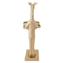 Load image into Gallery viewer, Cast Aluminum Giraffe Holding Bowl, Gold Finish
