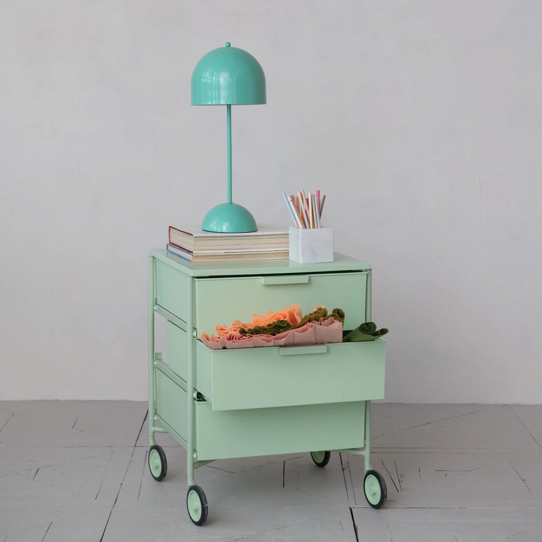 Semi-Circle Metal LED Table Lamp with Inline Switch, Aqua