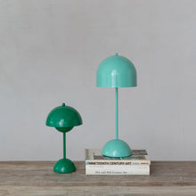 Load image into Gallery viewer, Semi-Circle Metal LED Table Lamp with Inline Switch, Aqua
