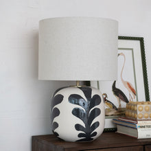Load image into Gallery viewer, Stoneware Table Lamp w/ Abstract Design, Linen Shade
