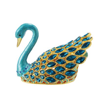 Load image into Gallery viewer, Enameled Metal Swan Shaped Trinket Box
