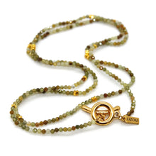 Load image into Gallery viewer, Long Green Garnet Stone and Gold Luxury Necklace
