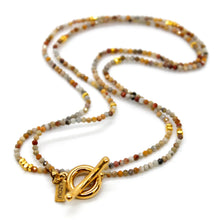 Load image into Gallery viewer, Long Crazy Agate Stone and Gold Luxury Necklace

