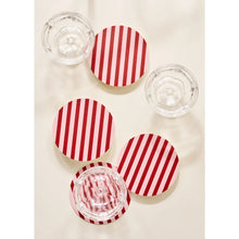 Load image into Gallery viewer, Pink and Maroon Striped Coaster - Set of 4
