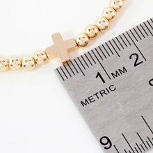 Load image into Gallery viewer, 3PC-Set Gold Metallic Bead Cross Stackable Stretch Bracelet
