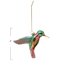 Load image into Gallery viewer, Hand-Painted Glass Hummingbird Ornament
