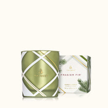 Load image into Gallery viewer, Thymes Frasier Fir Frosted Plaid Medium Candle
