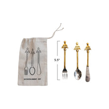 Load image into Gallery viewer, Brass &amp; Stainless Steel Utensils w/ Christmas Tree Handles
