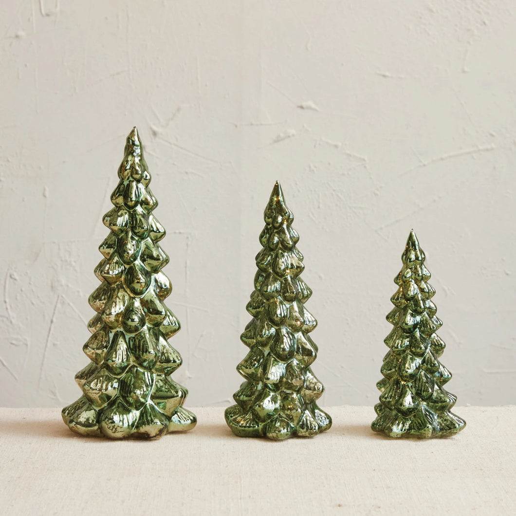 Mercury Glass LED Trees, Set of 3
